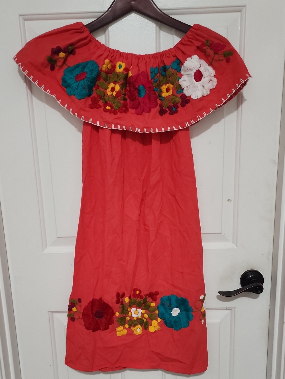 Embroidered Off-Shoulder Floral Dress